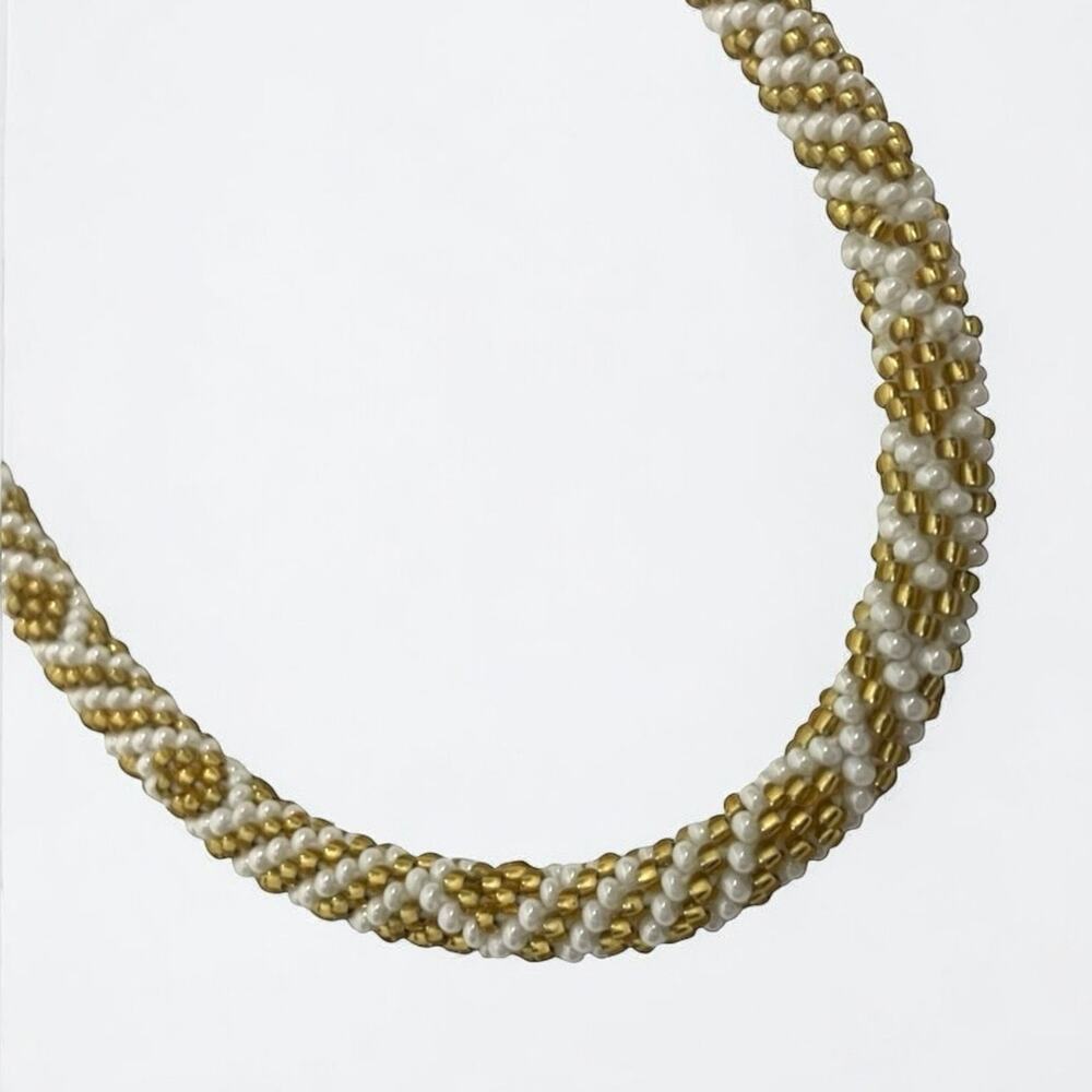 Alexa's Angels Chunky Gold & Cream Faux Pearl Beaded Necklace